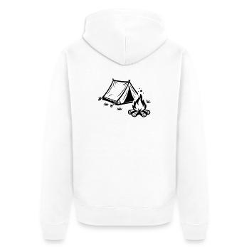 Zelt Lagerfeuer Camping - Unisex Premium Bio Zip Hoodie - Weiß - Hinten - Thijin (182cm)