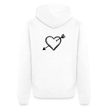 Herz Pfeil Symbol - Unisex Premium Bio Zip Hoodie - Weiß - Hinten - Thijin (182cm)