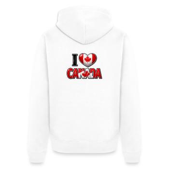 I Love Canada – Herz mit Ahornblatt - Unisex Premium Bio Zip Hoodie - Weiß - Hinten - Thijin (182cm)