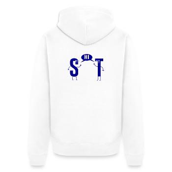 Scheisse Shit Sarkasmus S und T Wortwitz - Unisex Premium Bio Zip Hoodie - Weiß - Hinten - Thijin (182cm)
