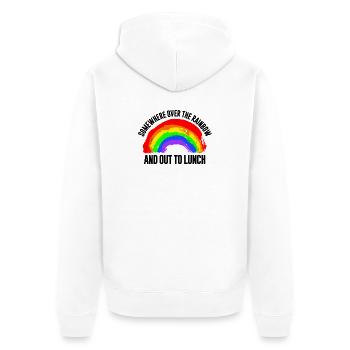 Regenbogen Signet - Unisex Premium Bio Zip Hoodie - Weiß - Hinten - Thijin (182cm)