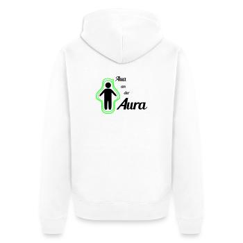Aua an der Aura - Unisex Premium Bio Zip Hoodie - Weiß - Hinten - Thijin (182cm)