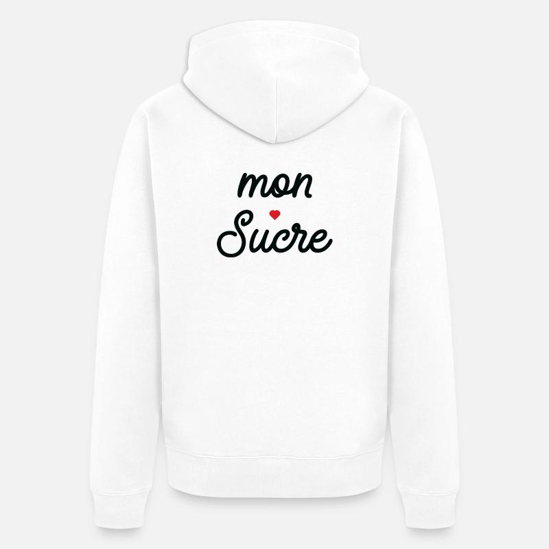 Mon cœur Noir Script - Veste à capuche bio Premium Unisexe - blanc