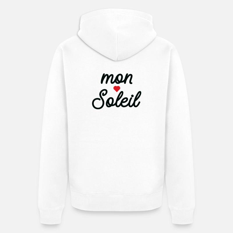 Mon Soleil cœur en Script - Veste à capuche bio Premium Unisexe - blanc