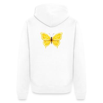 Zitronenflügel – Leuchtender Frucht-Schmetterling - Unisex Premium Bio Zip Hoodie - Weiß - Hinten - Thijin (182cm)