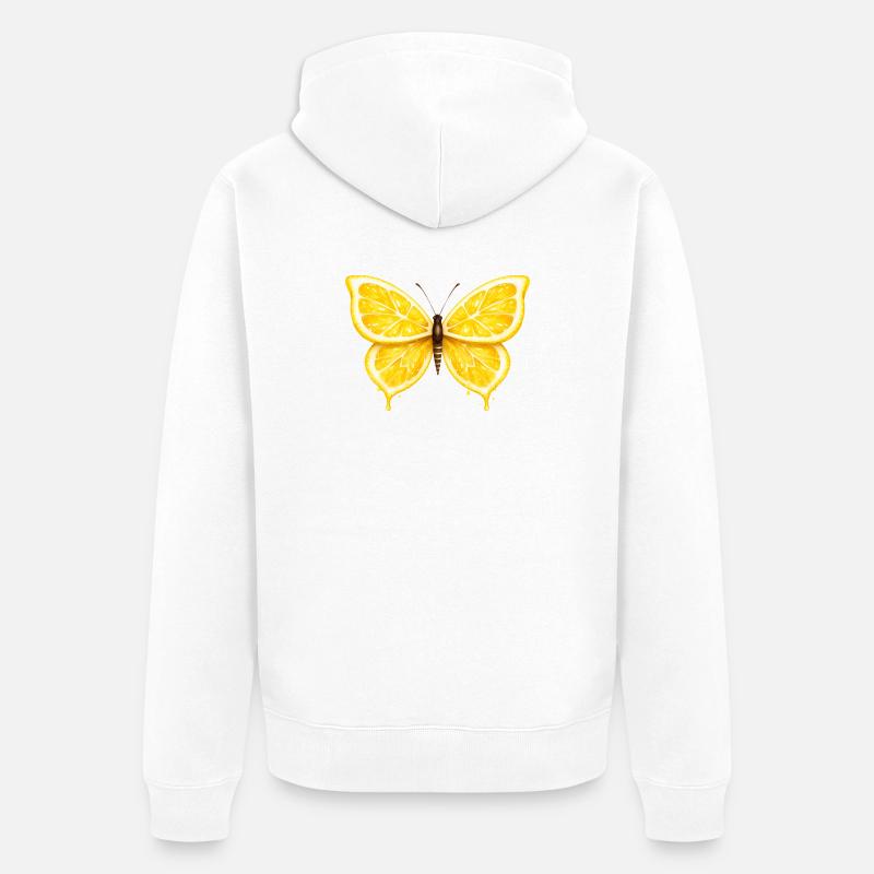 Ailes de citron – Papillon Fruit Lumineux - Veste à capuche bio Premium Unisexe - blanc