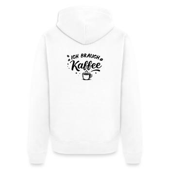 Ich brauch kein plan ich brauch Kaffee - Unisex Premium Bio Zip Hoodie - Weiß - Hinten - Thijin (182cm)