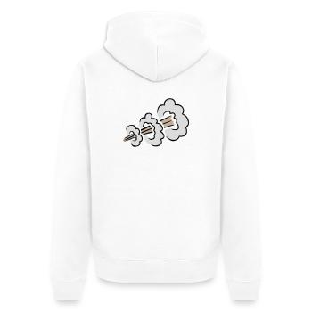 Lauter Furz Explosion Lustig Klohumor Comic Wolke - Unisex Premium Bio Zip Hoodie - Weiß - Hinten - Thijin (182cm)