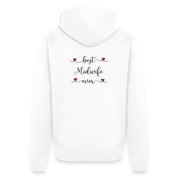 Hebamme - Unisex Premium Bio Zip Hoodie - Weiß - Hinten - Thijin (182cm)