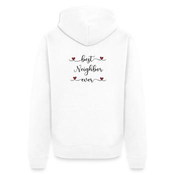 bester Nachbar - Unisex Premium Bio Zip Hoodie - Weiß - Hinten - Thijin (182cm)