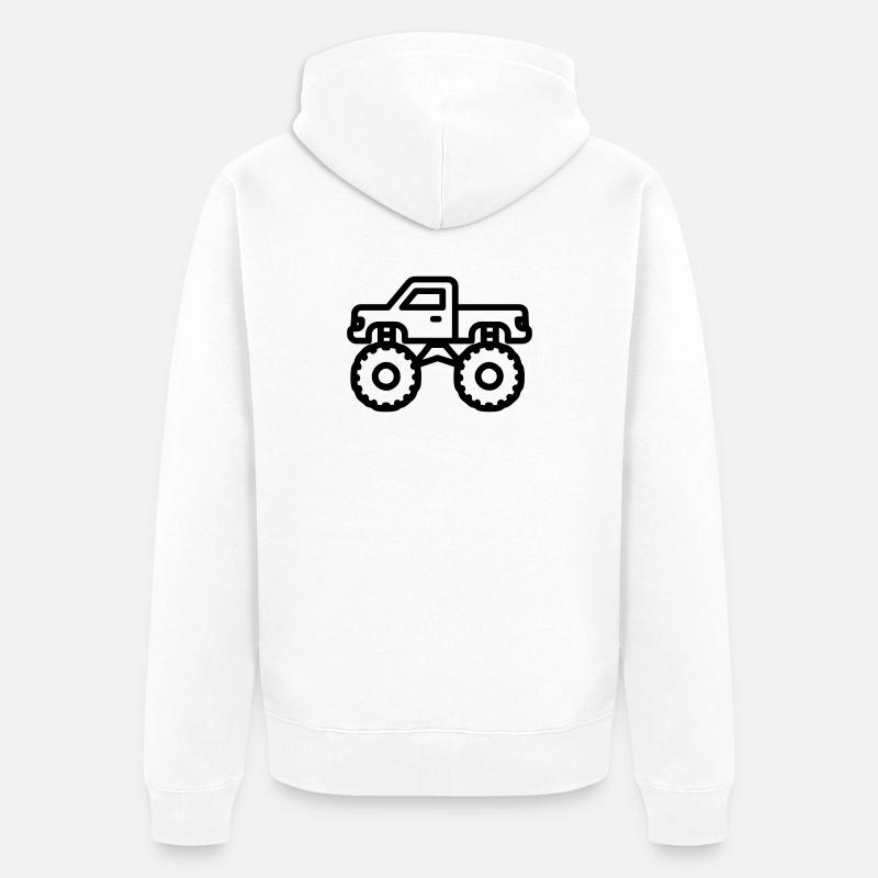 monster truck - Veste à capuche bio Premium Unisexe - blanc