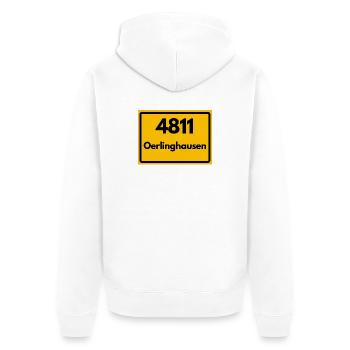 ALTE POSTLEITZAHL PLZ RETRO 4811 OERLINGHAUSEN - Unisex Premium Bio Zip Hoodie - Weiß - Hinten - Thijin (182cm)