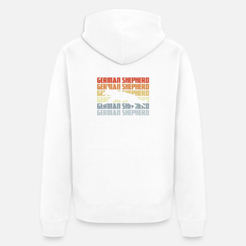 Deutscher Schäferhund Silhouette Retro - Unisex Premium Bio Zip Hoodie - Weiß