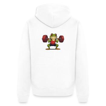 Grenouille haltérophile musclée - Veste à capuche bio Premium Unisexe - blanc - Dos - Thijin (182cm)