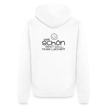 Schön - Unisex Premium Bio Zip Hoodie - Weiß - Hinten - Thijin (182cm)