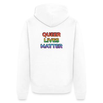 Queer Lives Matter Rainbow - Unisex Premium Organic Zip Hoodie - white - Back - Thijin (182cm)