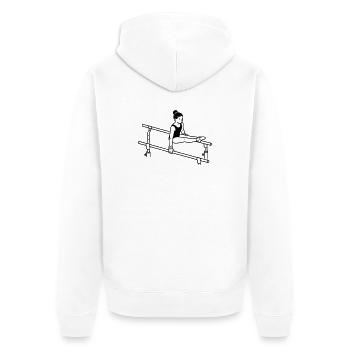 Gymnastik - Unisex Premium Bio Zip Hoodie - Weiß - Hinten - Thijin (182cm)