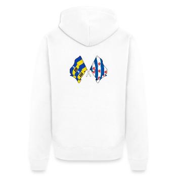 Ameland & Friesland Crossed Flags - Unisex Premium Organic Zip Hoodie - white - Back - Thijin (182cm)