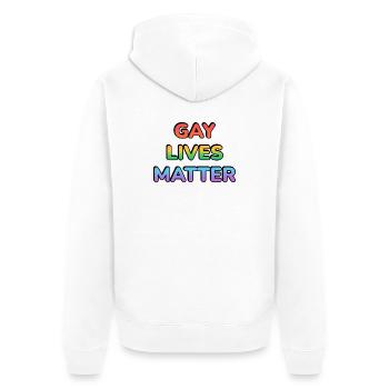 Gay Lives Matter Regenbogenstolz - Unisex Premium Bio Zip Hoodie - Weiß - Hinten - Thijin (182cm)