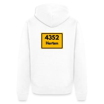ALTE POSTLEITZAHL 4352 PLZ 45699 HERTEN NRW - Unisex Premium Bio Zip Hoodie - Weiß - Hinten - Thijin (182cm)
