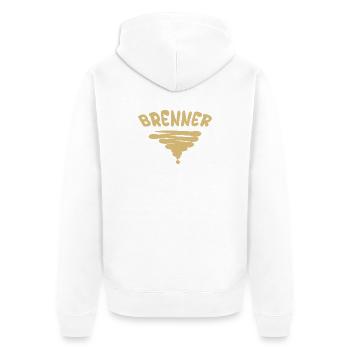 Brenner als Style - Unisex Premium Bio Zip Hoodie - Weiß - Hinten - Thijin (182cm)