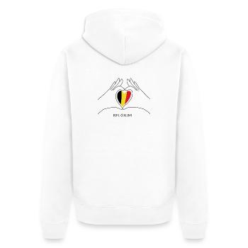 Cœur de fan belge avec drapeau belge Belgique - Veste à capuche bio Premium Unisexe - blanc - Dos - Thijin (182cm)