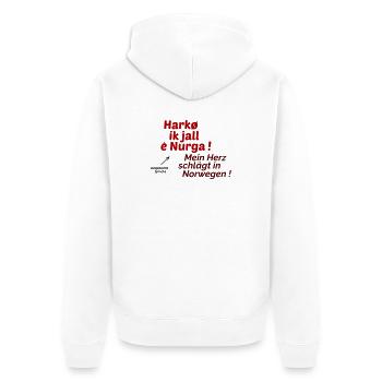 Herz Norwegen - Unisex Premium Bio Zip Hoodie - Weiß - Hinten - Thijin (182cm)