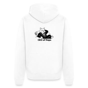PDG de Naps Cat in Suit Design - Veste à capuche bio Premium Unisexe - blanc - Dos - Thijin (182cm)