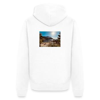 Sunny Beach Bay - Unisex Premium Bio Zip Hoodie - Weiß - Hinten - Thijin (182cm)