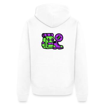 Hiking Backpack Compass Graphic - Unisex Premium Organic Zip Hoodie - white - Back - Thijin (182cm)
