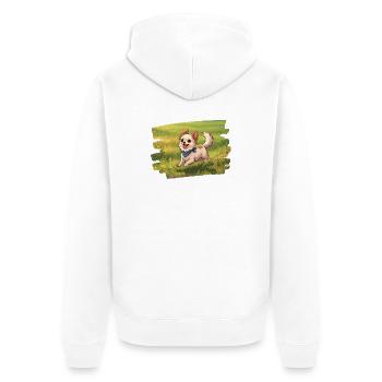 Süßer Chihuahua flitzt über die Wiese - Unisex Premium Bio Zip Hoodie - Weiß - Hinten - Thijin (182cm)