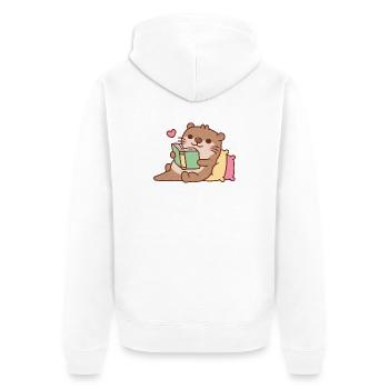 La loutre mignonne se détend avec un livre - Veste à capuche bio Premium Unisexe - blanc - Dos - Thijin (182cm)