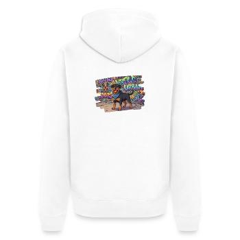 Freundlicher Rottweiler vor collem Graffiti - Unisex Premium Bio Zip Hoodie - Weiß - Hinten - Thijin (182cm)