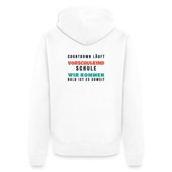 Vorschulkind Countdown Schule wir kommen 2026 - Unisex Premium Bio Zip Hoodie - Weiß - Hinten - Thijin (182cm)