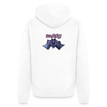 Batty Night Bat-Fledermaus-Illustration - Unisex Premium Bio Zip Hoodie - Weiß - Hinten - Thijin (182cm)