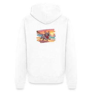 Adorable french bulldog on the beach - Unisex Premium Organic Zip Hoodie - white - Back - Thijin (182cm)