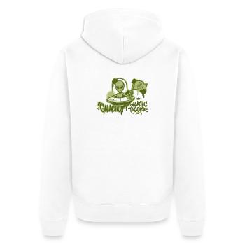 Alien Ufo Graffiti Graphic - Unisex Premium Organic Zip Hoodie - white - Back - Thijin (182cm)