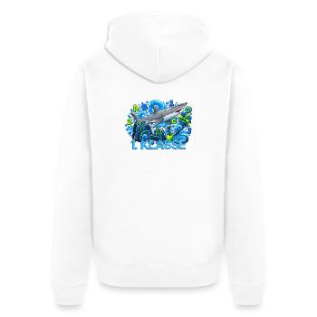 Schulstart 1. Klasse mit Hai Grundschule - Unisex Premium Bio Zip Hoodie - Weiß - Hinten - Thijin (182cm)