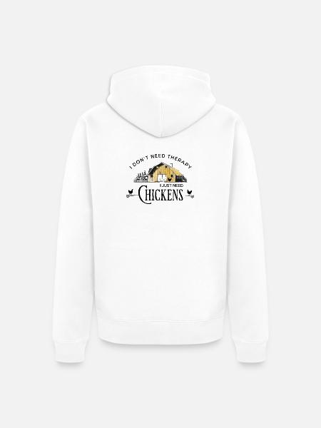 Hühnerfarm-Therapie - Unisex Premium Bio Zip Hoodie - Weiß