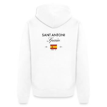 Sant Antoni Ibiza Koordinaten Reise Souvenir - Unisex Premium Bio Zip Hoodie - Weiß - Hinten - Thijin (182cm)
