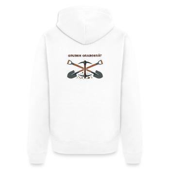 Gruben Grabgerät Bergbau Emblem - Unisex Premium Bio Zip Hoodie - Weiß - Hinten - Thijin (182cm)