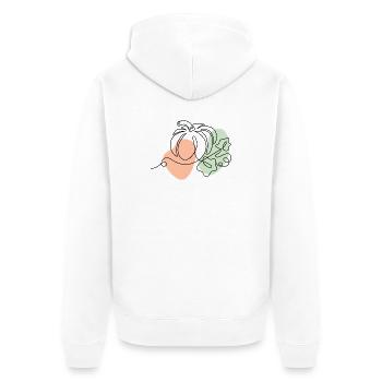 Abstrakte Linienformen mit Farbklecksen - Unisex Premium Bio Zip Hoodie - Weiß - Hinten - Thijin (182cm)
