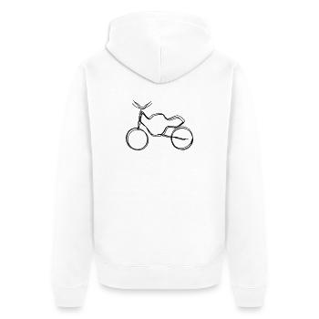 Motorrad handgezeichnet - Unisex Premium Bio Zip Hoodie - Weiß - Hinten - Thijin (182cm)