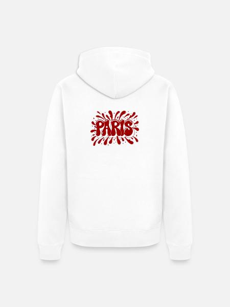 Paris Splash Red - Unisex Premium Bio Zip Hoodie - Weiß