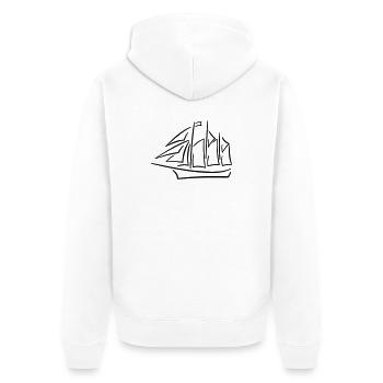 Segelschiff fett - Unisex Premium Bio Zip Hoodie - Weiß - Hinten - Thijin (182cm)
