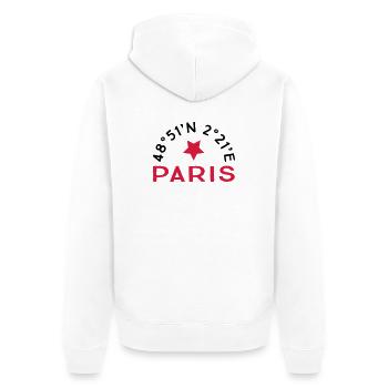 Paris - Unisex Premium Bio Zip Hoodie - Weiß - Hinten - Thijin (182cm)