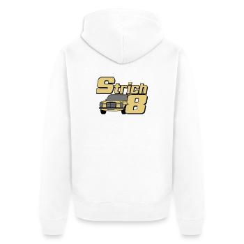 MB W115 W114 , Strich 8 , Oldtimer Kult (25) - Unisex Premium Bio Zip Hoodie - Weiß - Hinten - Thijin (182cm)