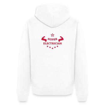 Electricien / Electricité / Travail / Métier / Job - Veste à capuche bio Premium Unisexe - blanc - Dos - Thijin (182cm)