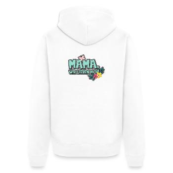 Mama, wir lieben dich! - Unisex Premium Bio Zip Hoodie - Weiß - Hinten - Thijin (182cm)