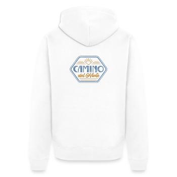 Camino del Norte Pilgrim's Stamp | Santiago - Unisex Premium Organic Zip Hoodie - white - Back - Thijin (182cm)